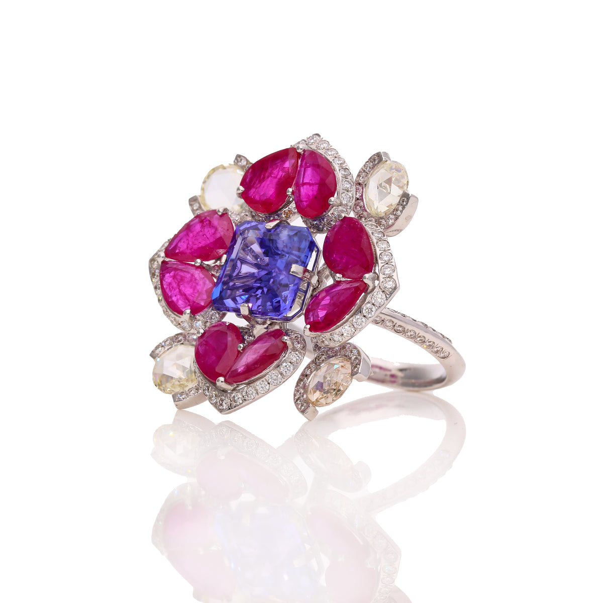 Ravelle Ruby Petal Diamond Ring