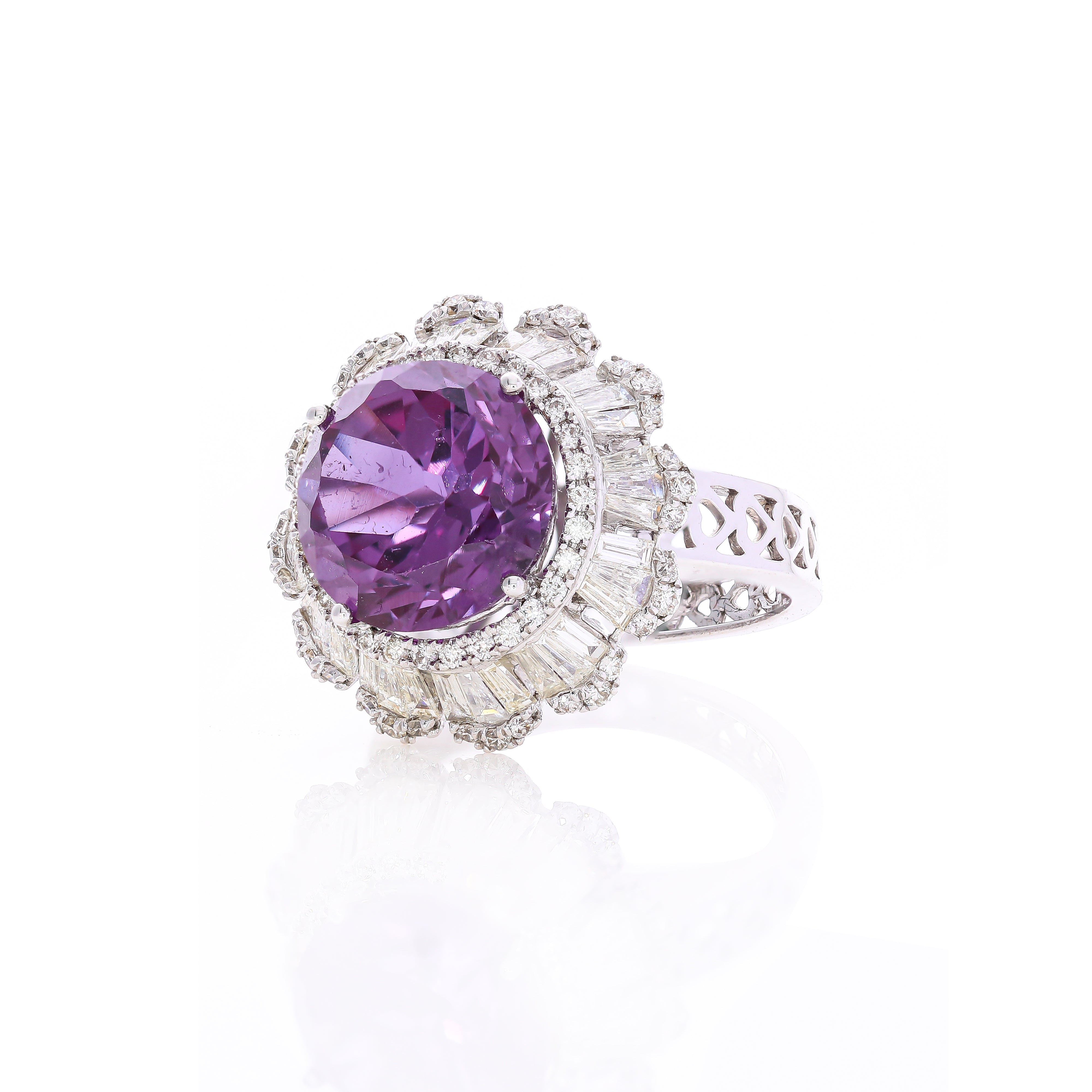 Amethyst Aura Diamond Ring