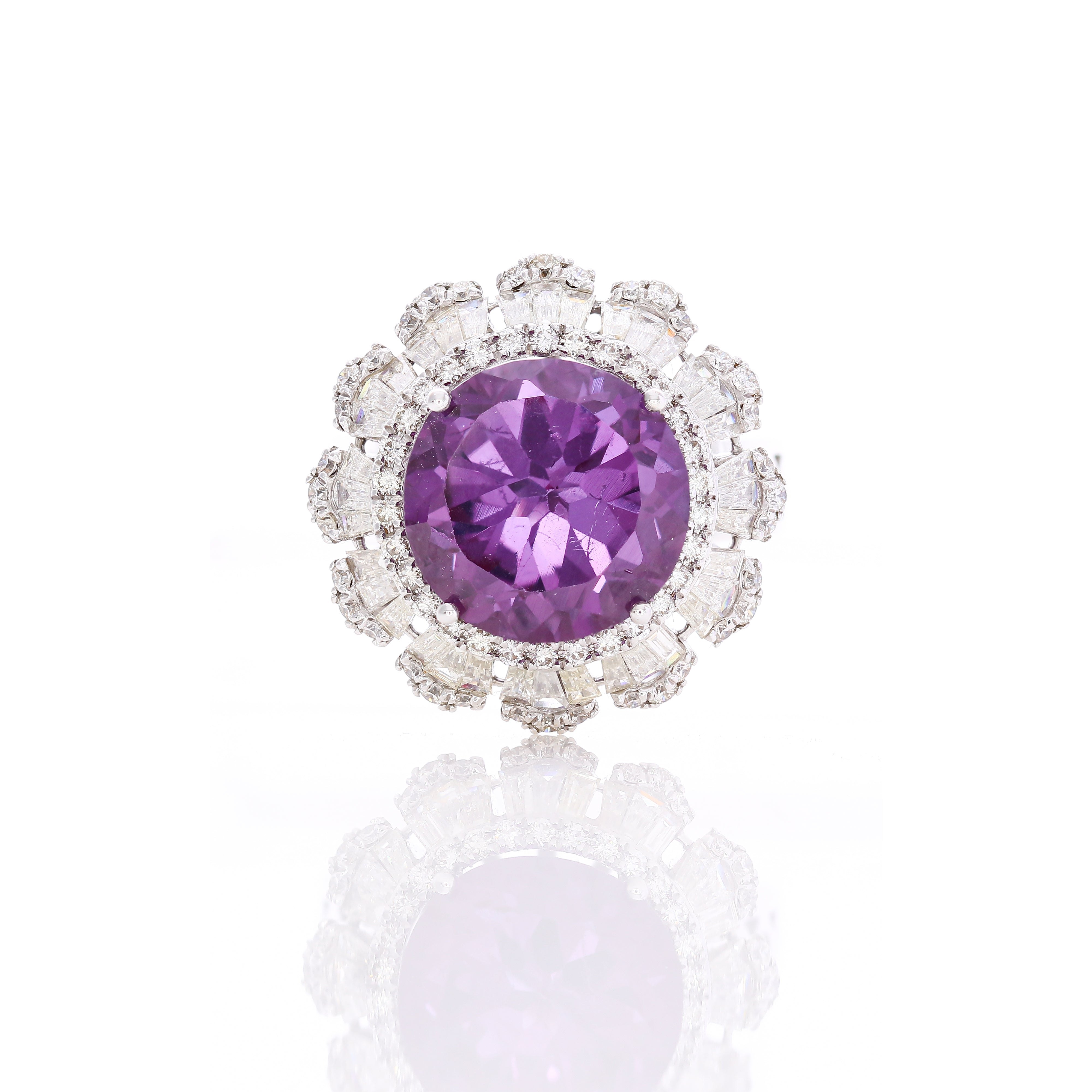 Amethyst Aura Diamond Ring