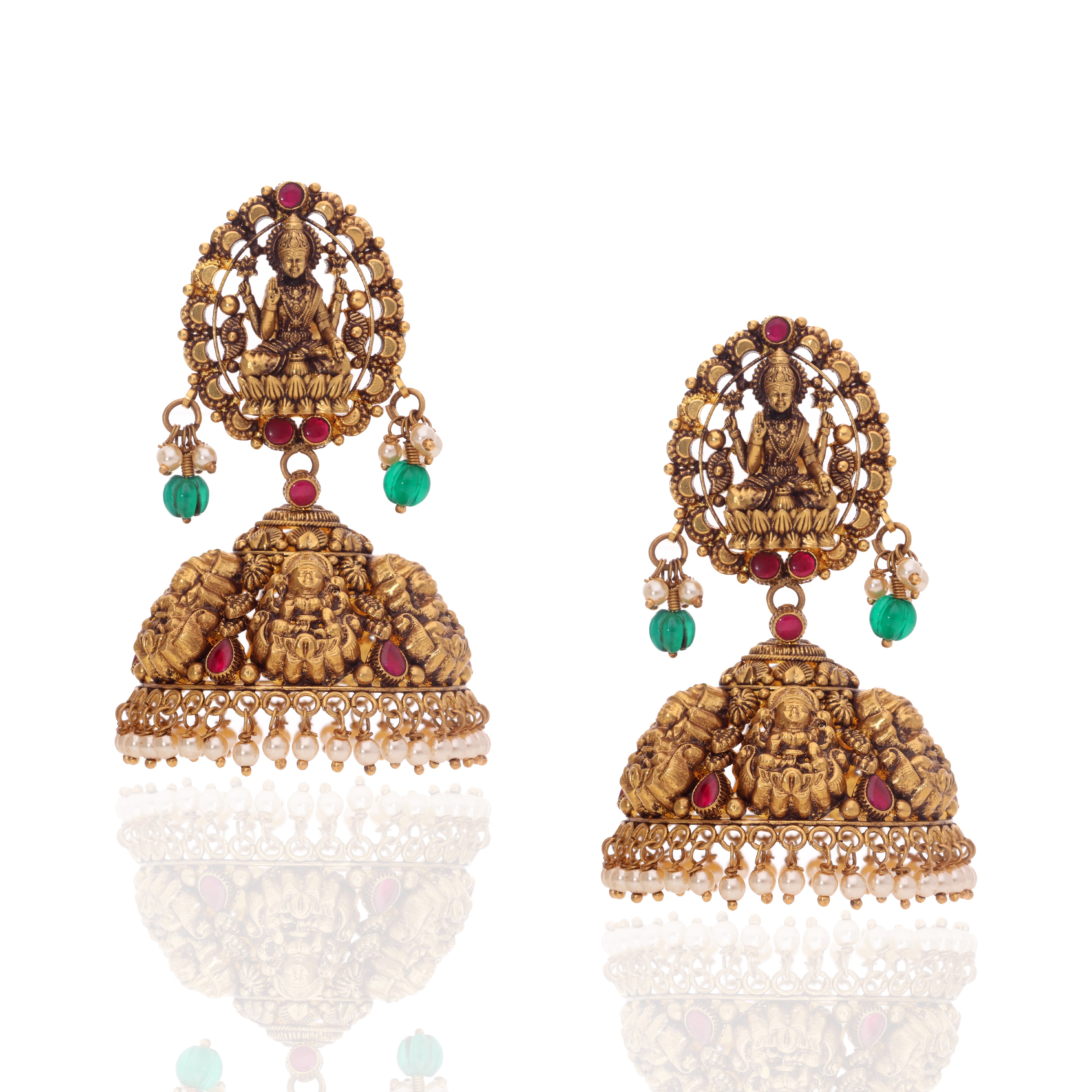 Temple Lakshmi Gold Jhumka