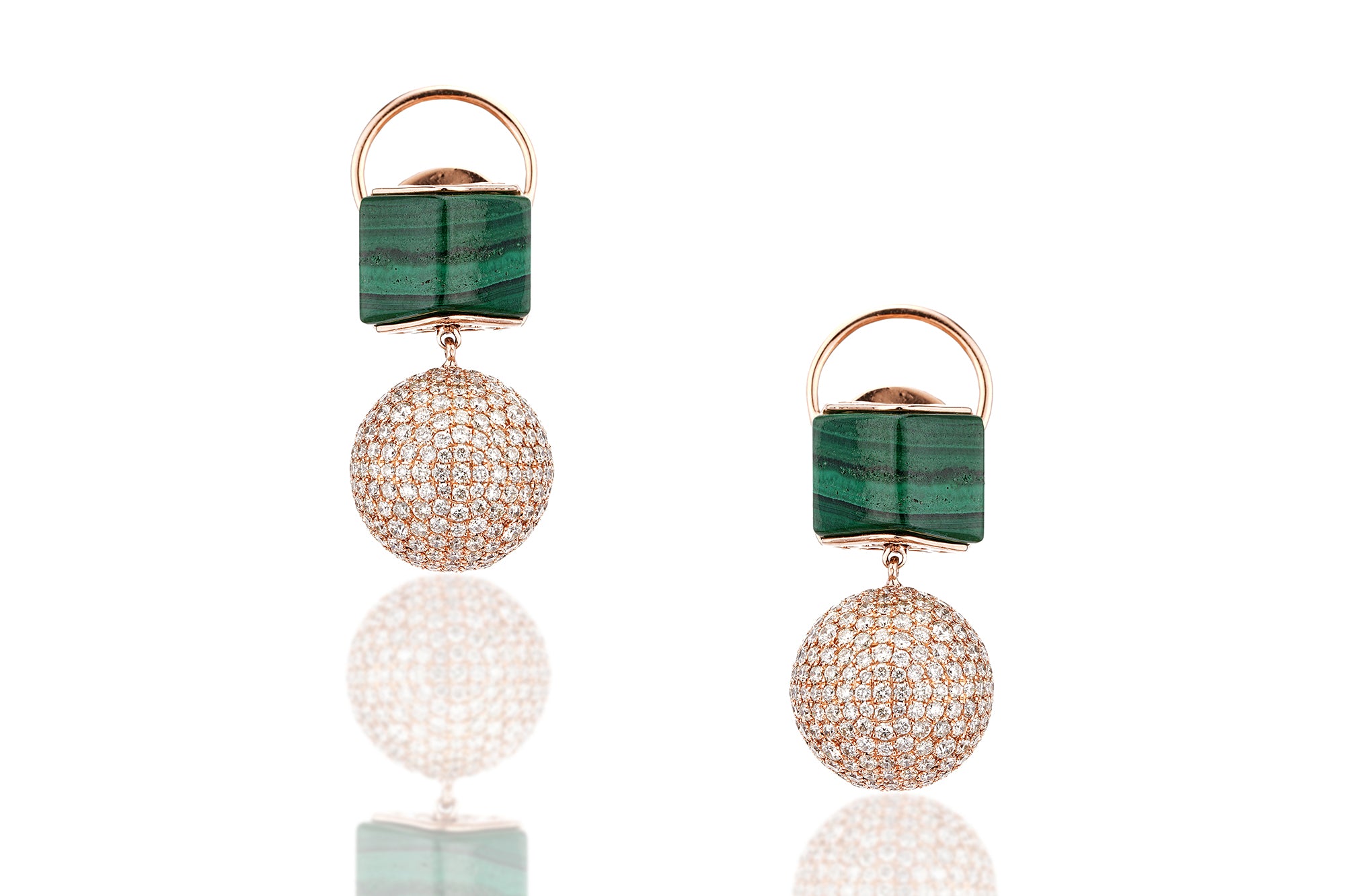 Submarine Malachite Orb Earrings