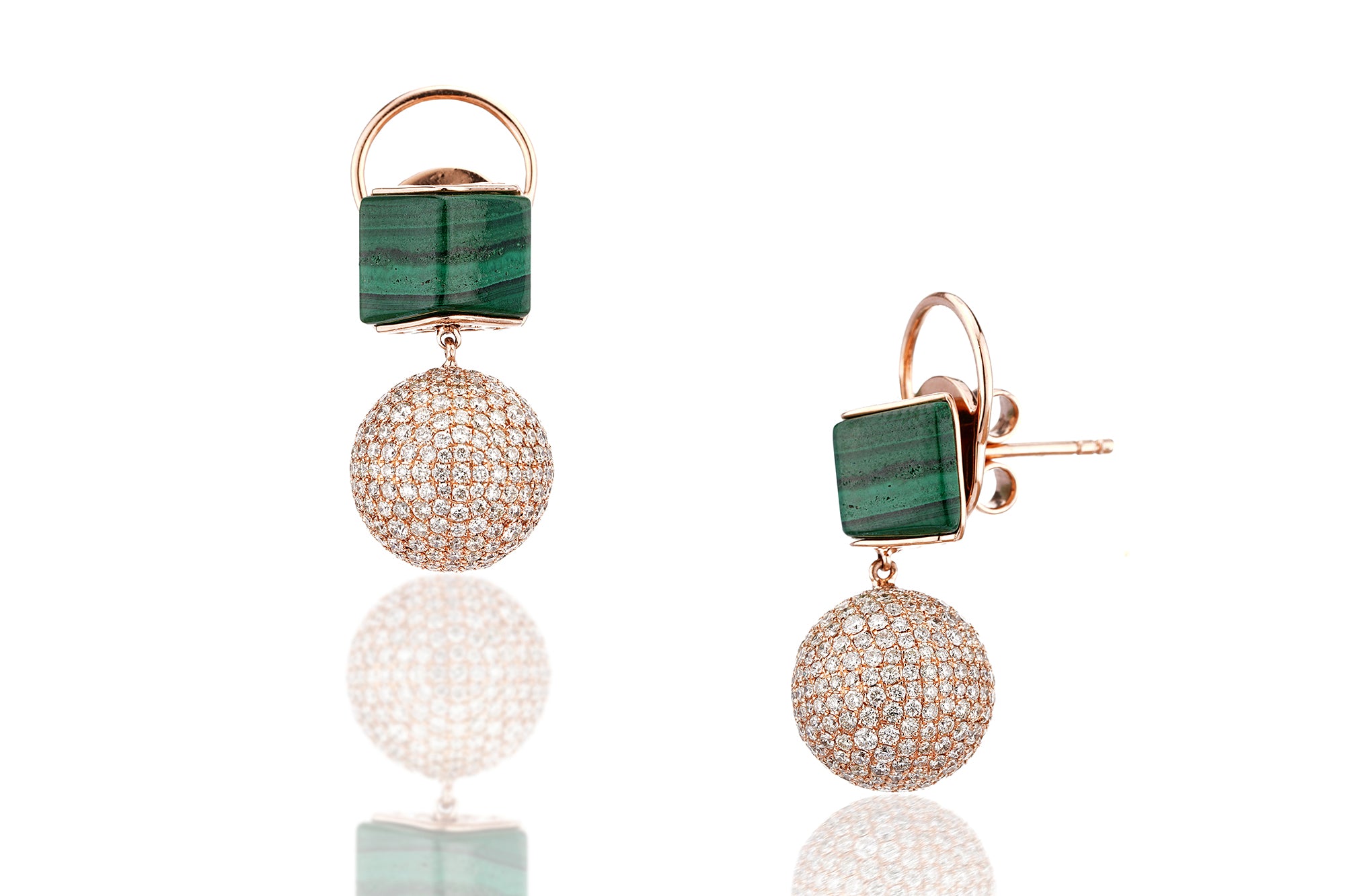 Submarine Malachite Orb Earrings