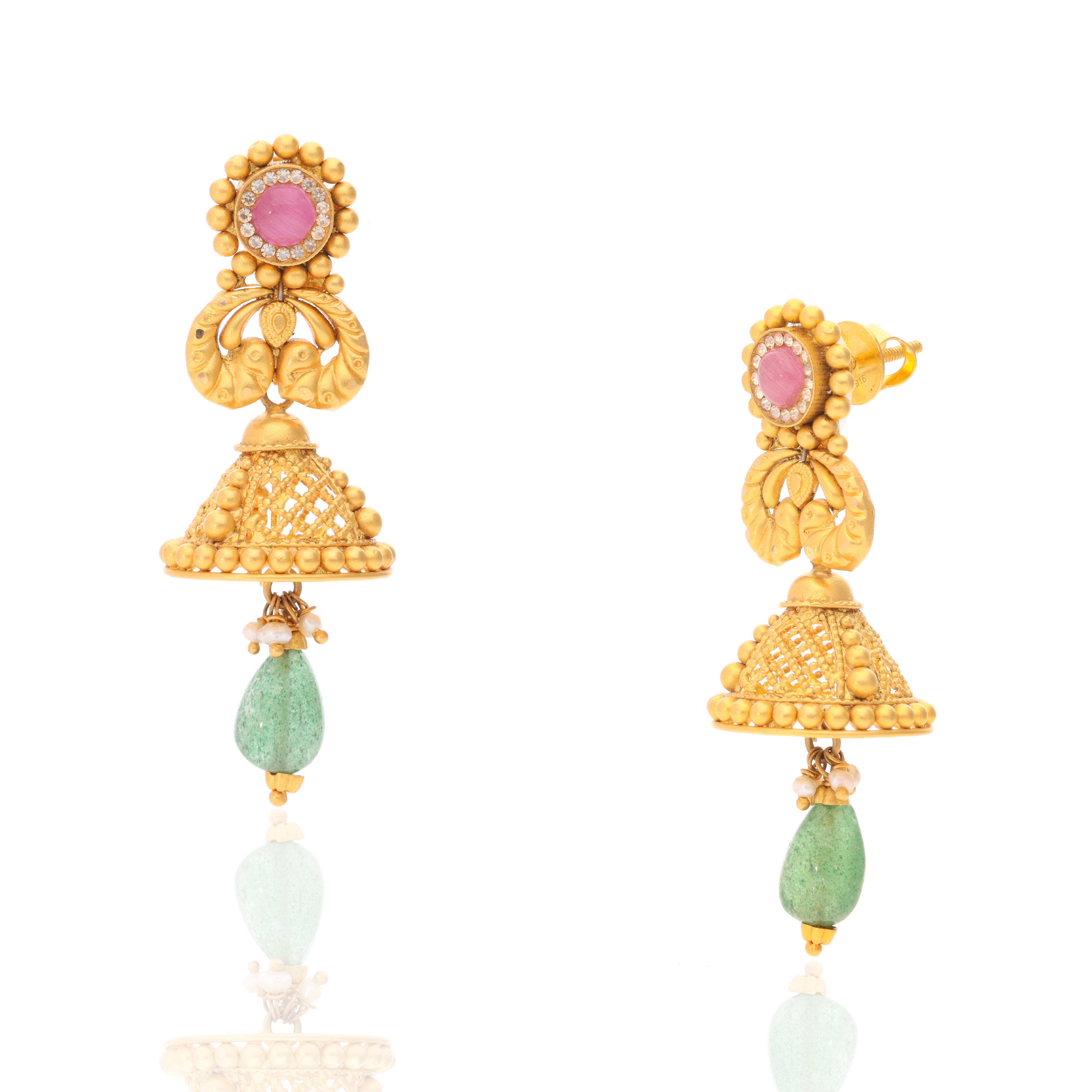 Ruhani Grace Gold Jhumkas