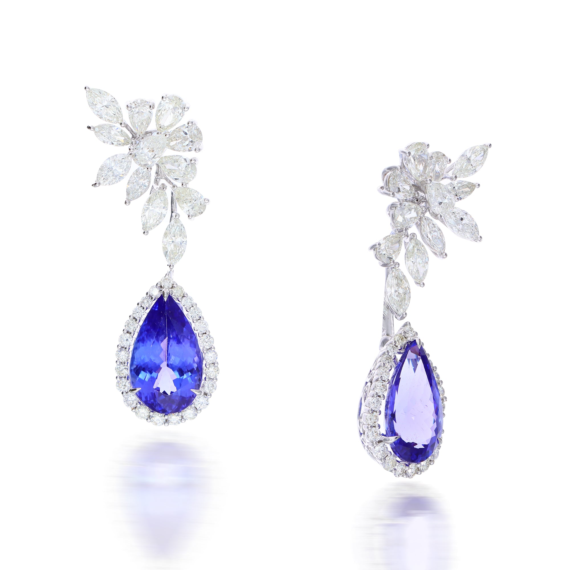 Sparkling Cluster Sapphire Earrings
