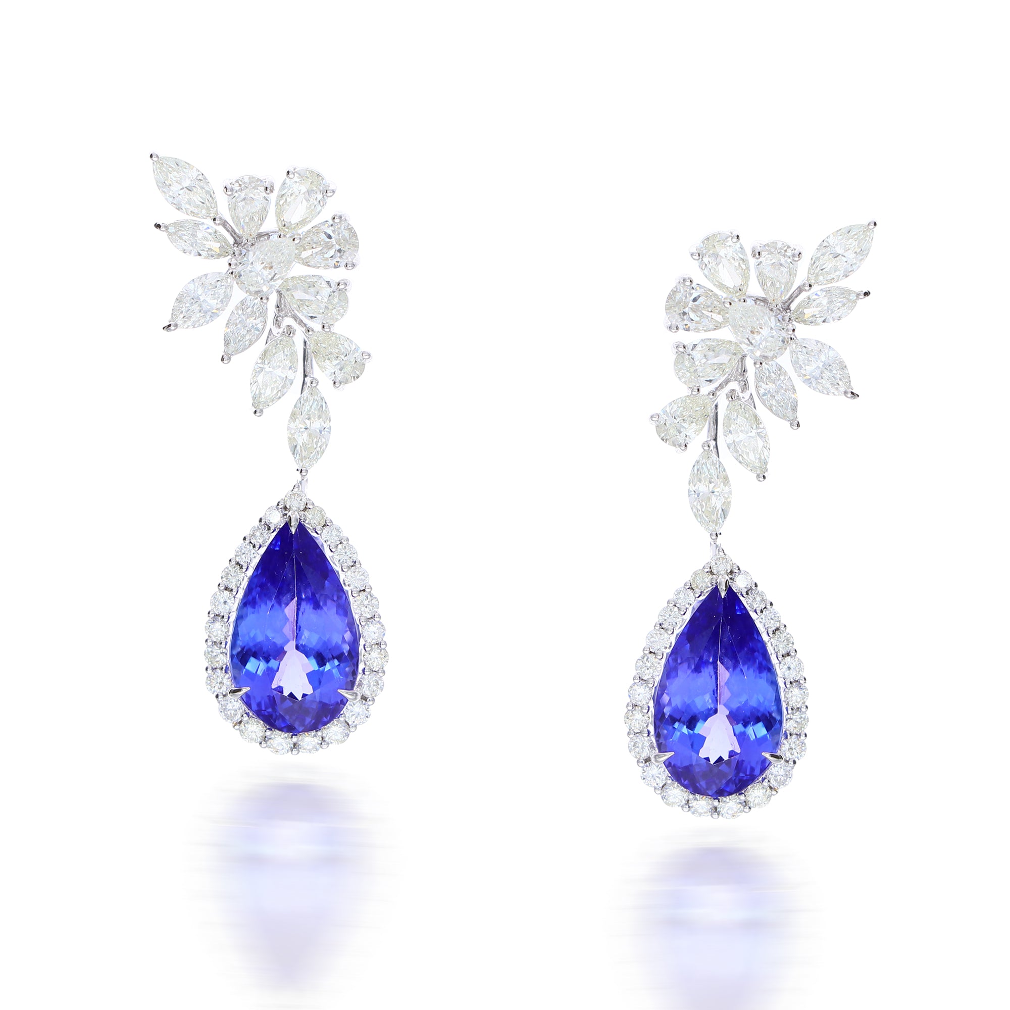 Sparkling Cluster Sapphire Earrings