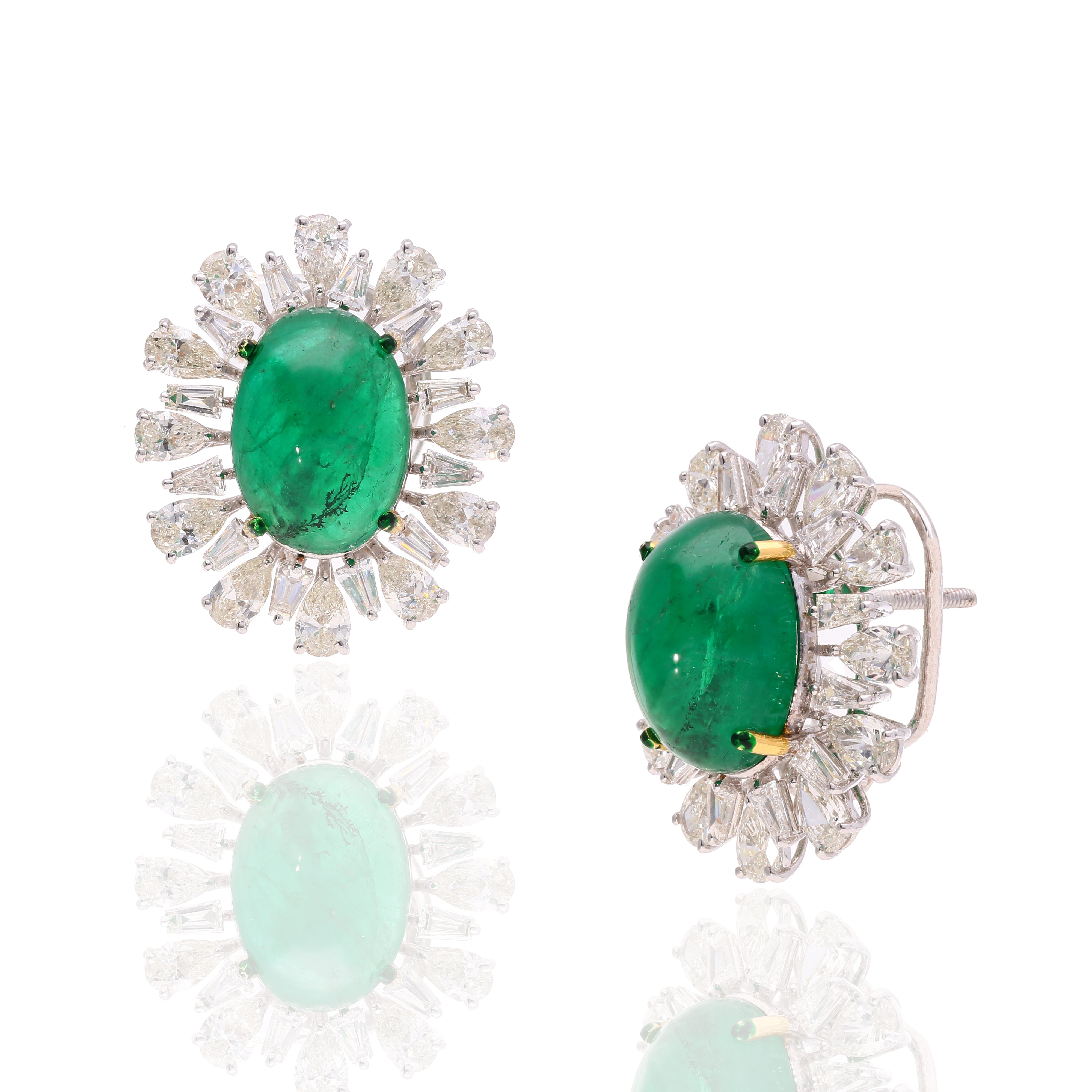 Emerald Halo DIamond Earrings