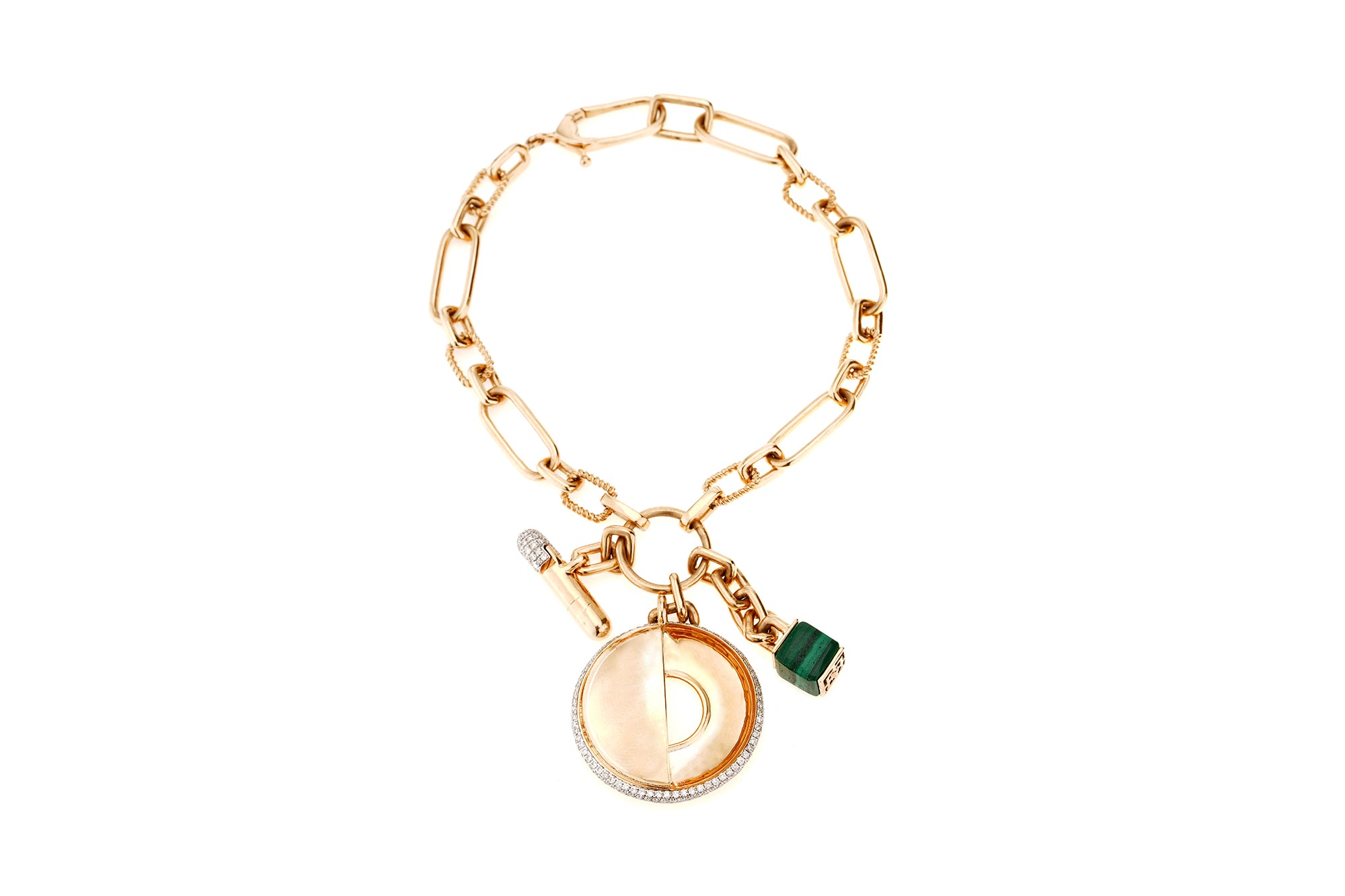 Submarine Malachite Halo Drop Bracelet