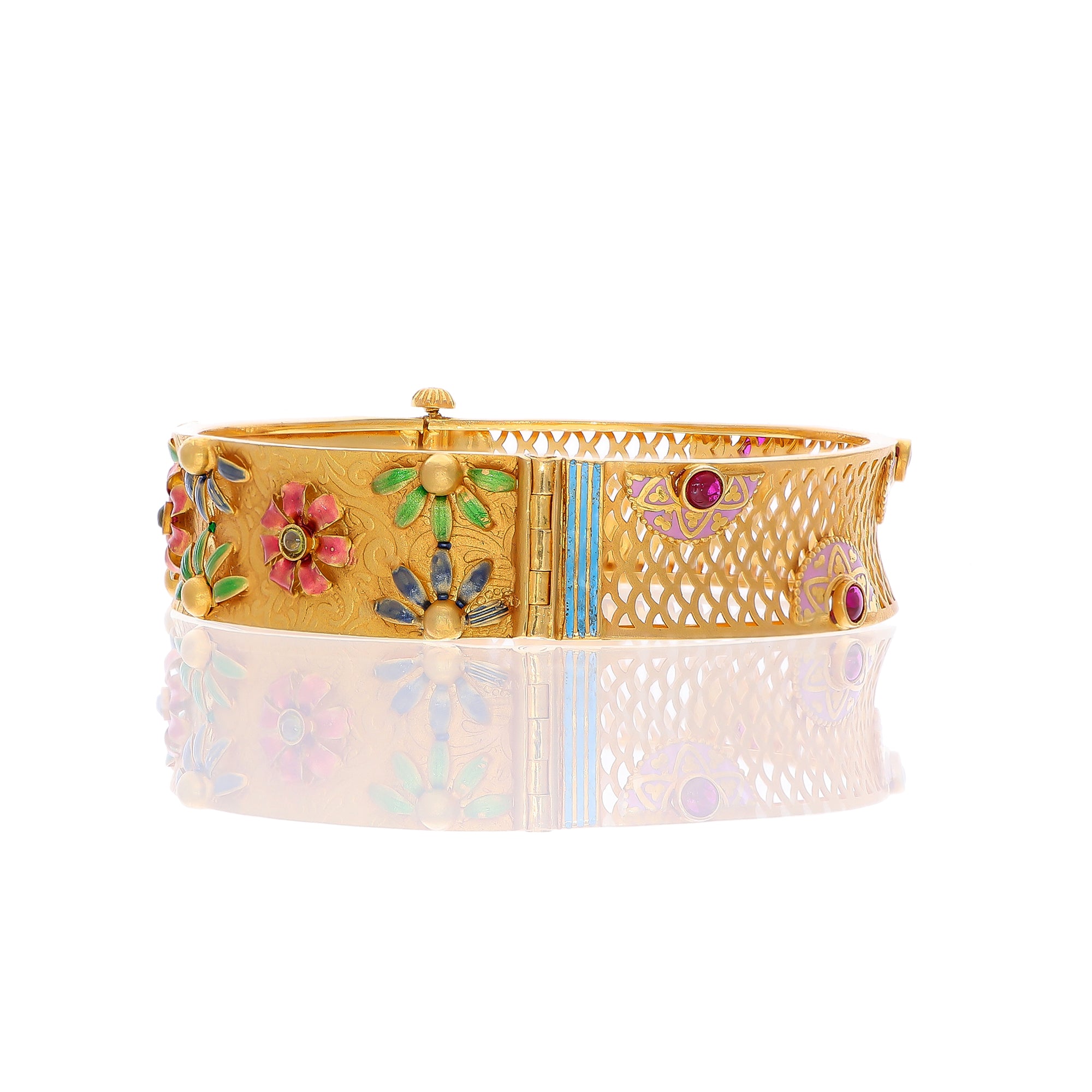 Colorful Meena & Ruby Gold Bangle