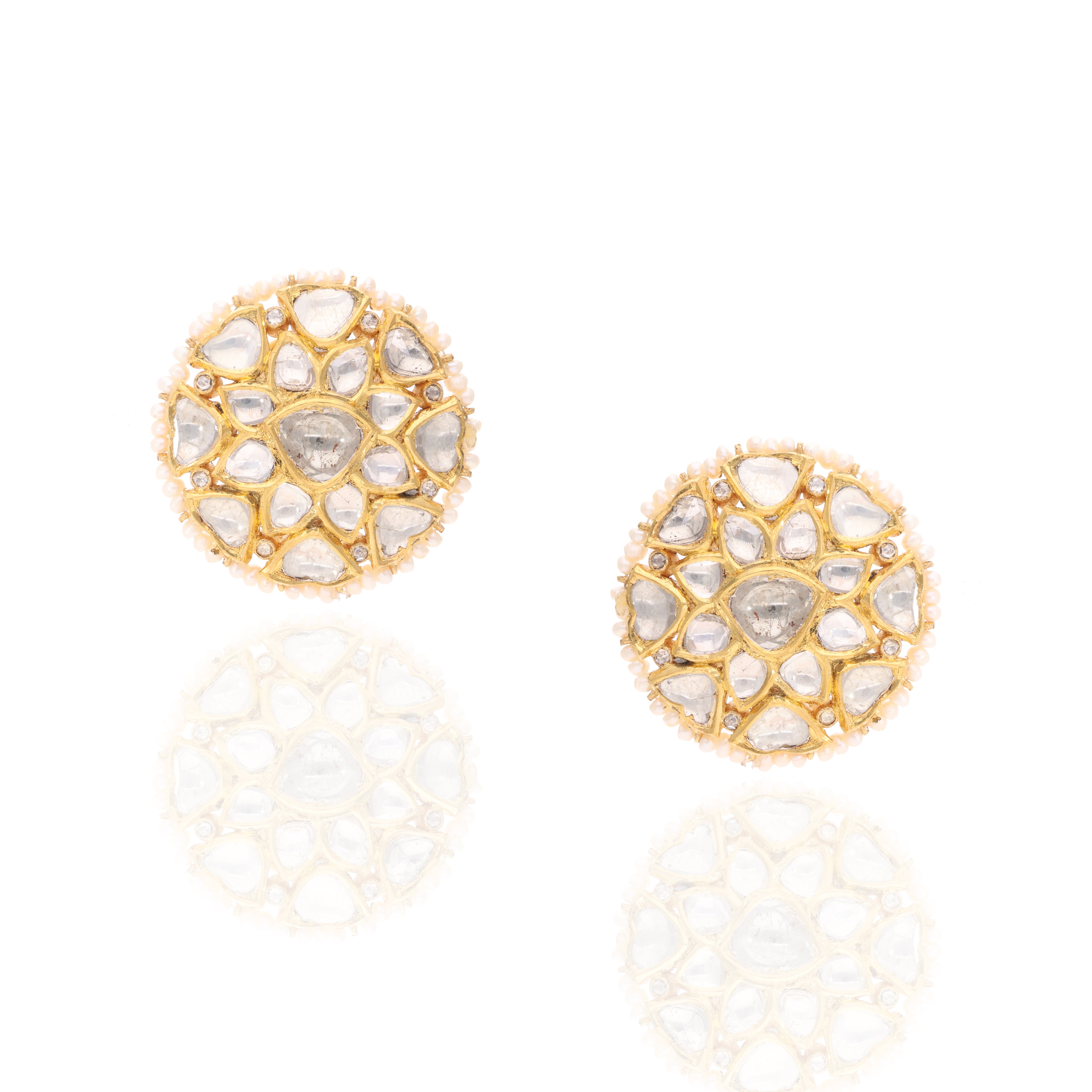 Lotus Shine Polki Studs