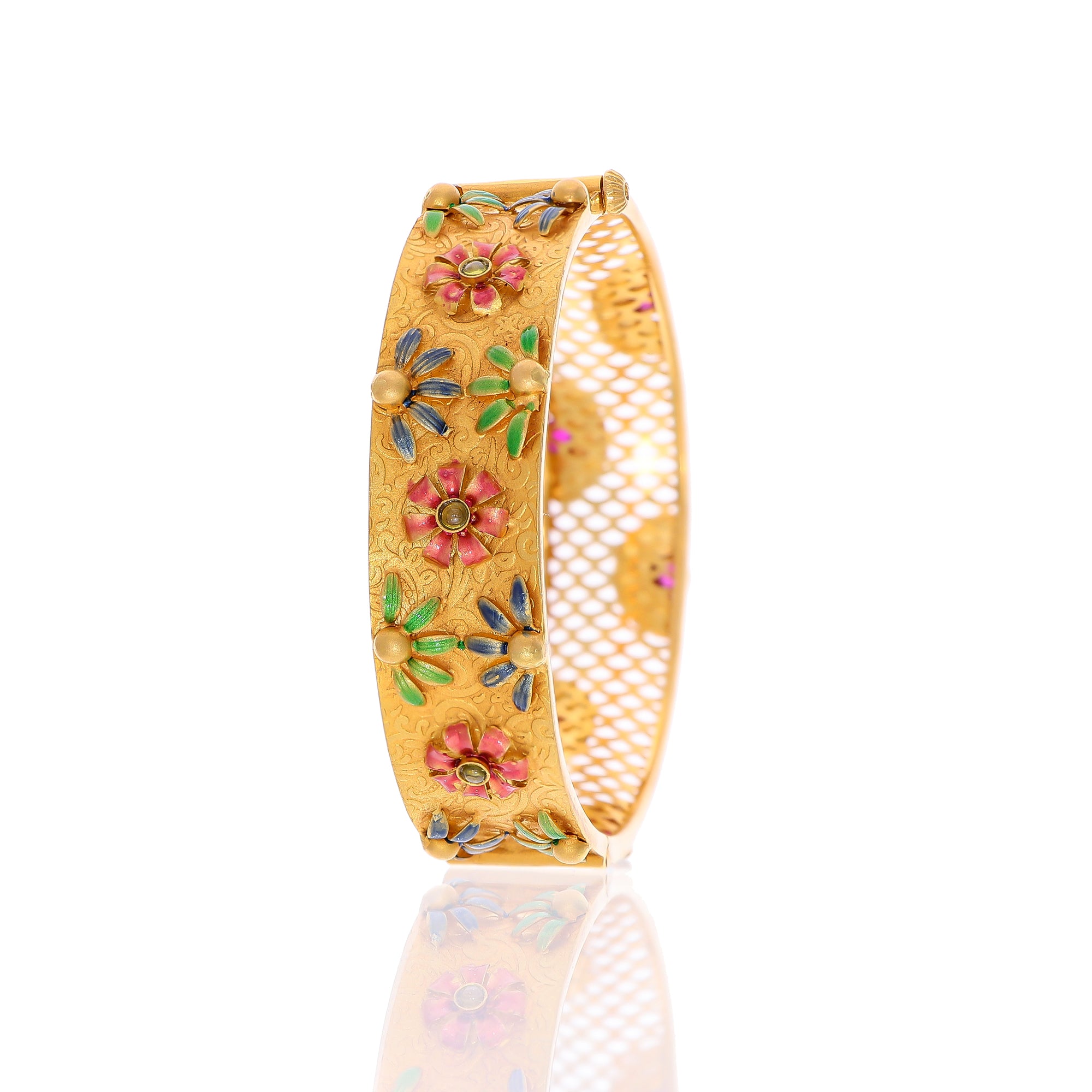 Colorful Meena & Ruby Gold Bangle