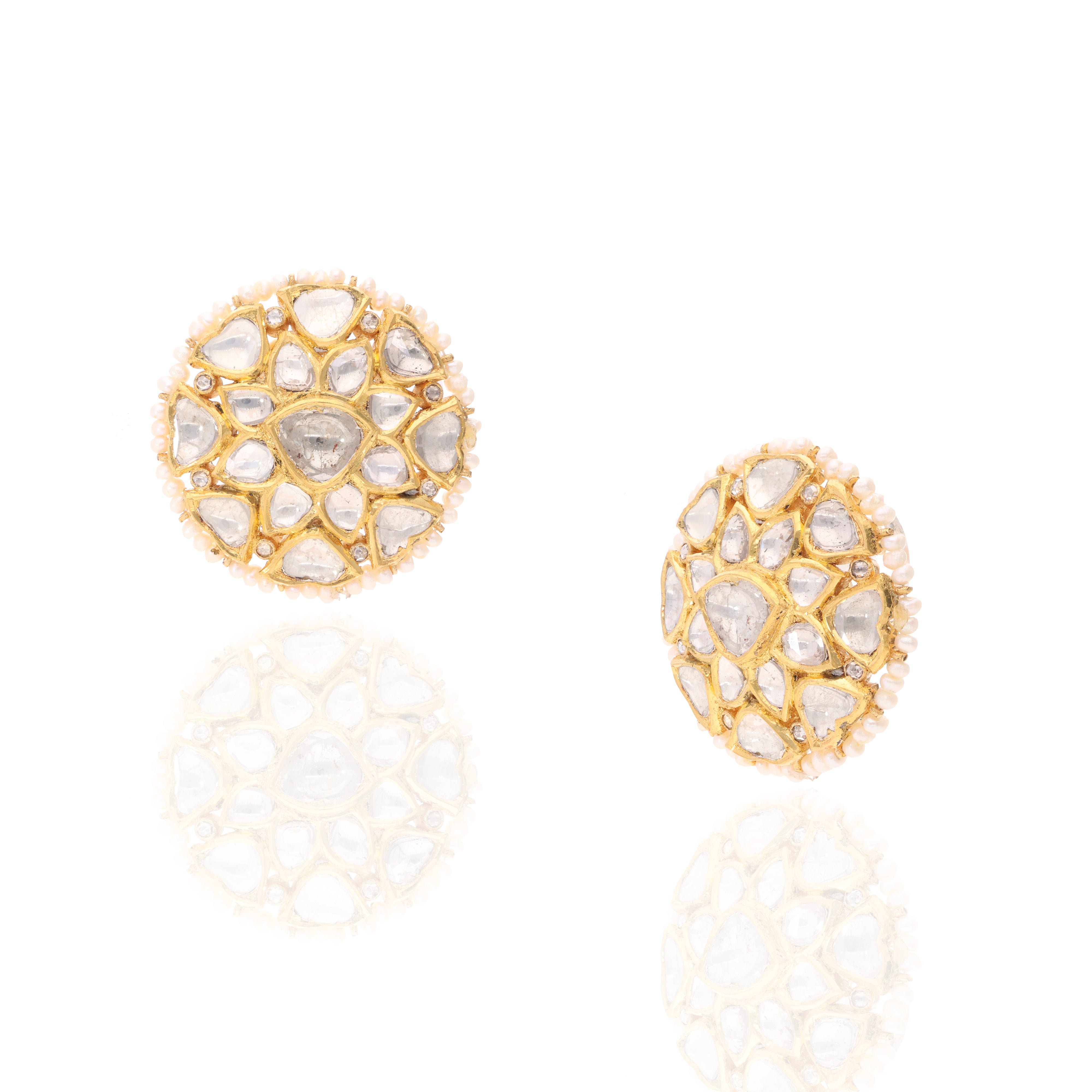 Lotus Shine Polki Studs