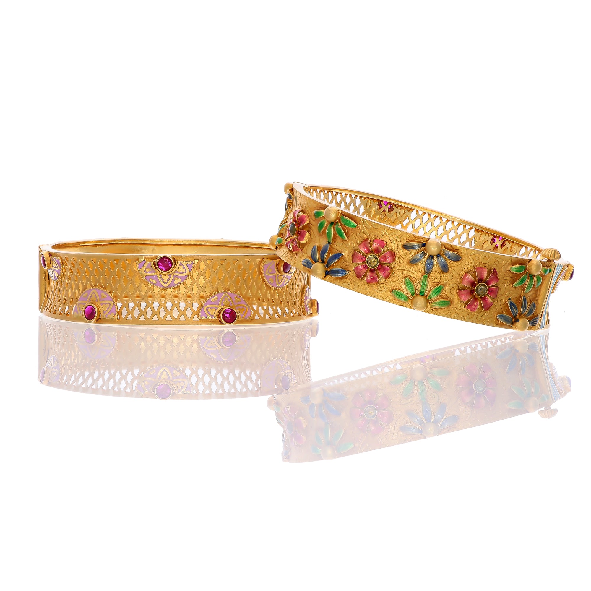 Colorful Meena & Ruby Gold Bangle
