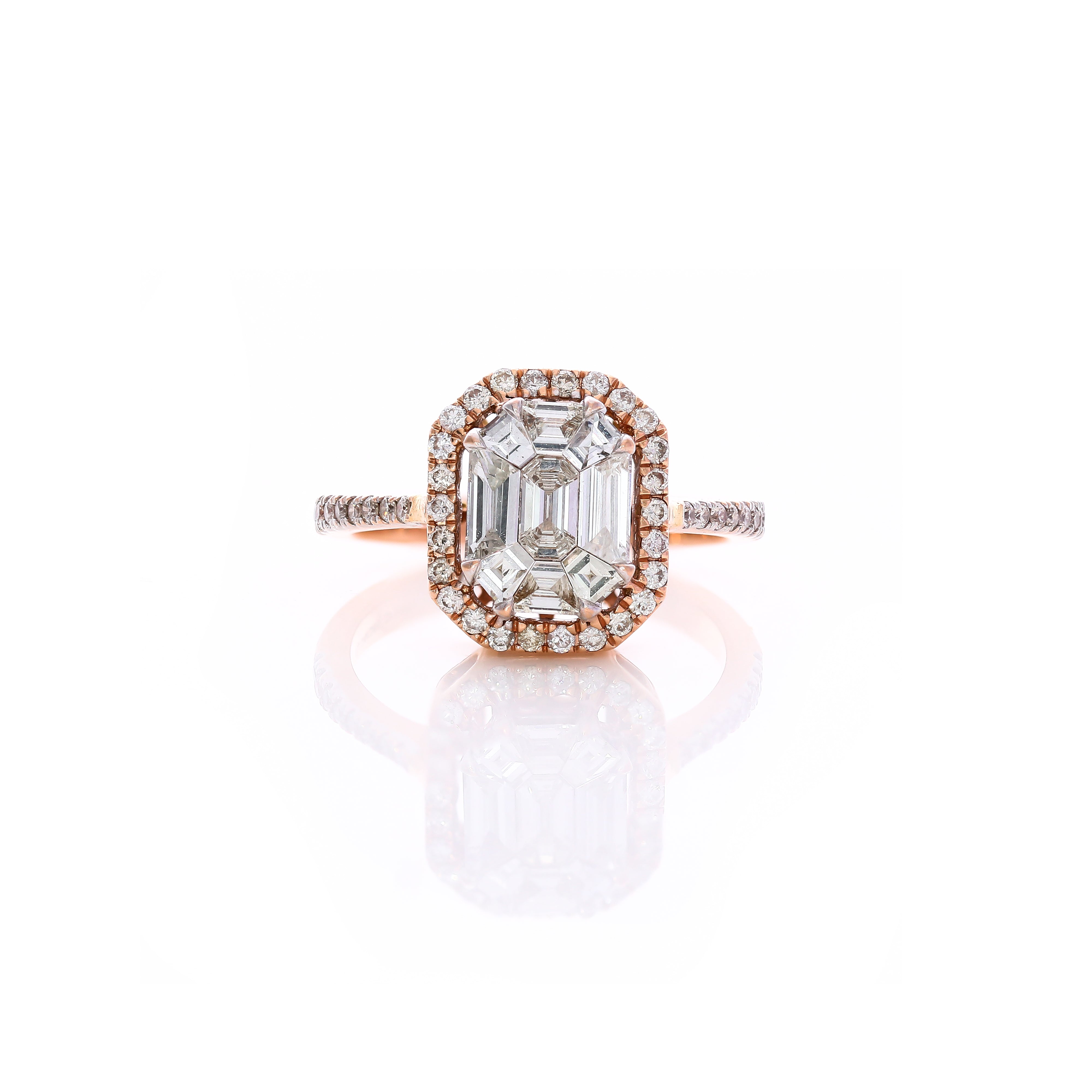 Emerald Cut Illusion Diamond Ring