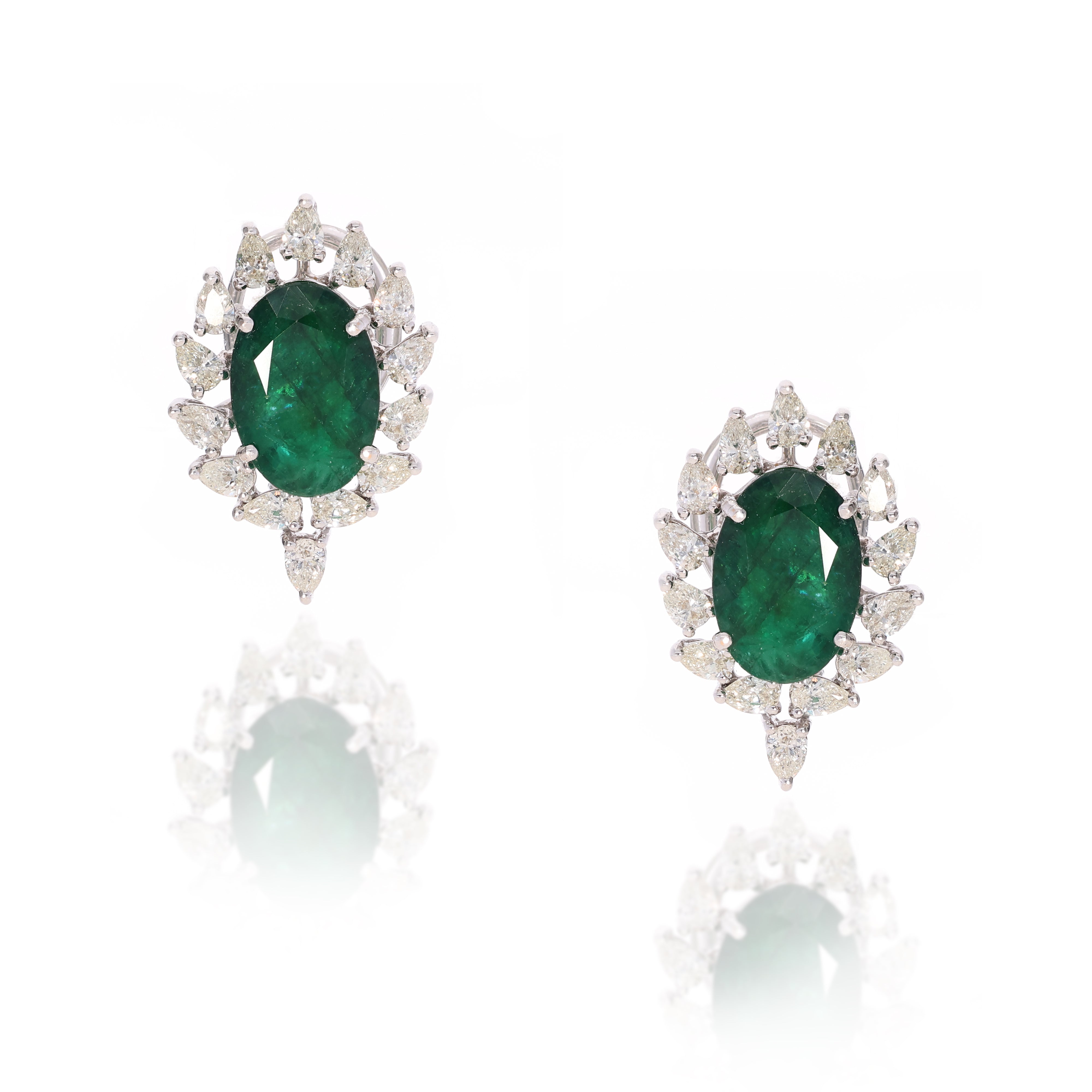 Emerald Halo Diamond Studs