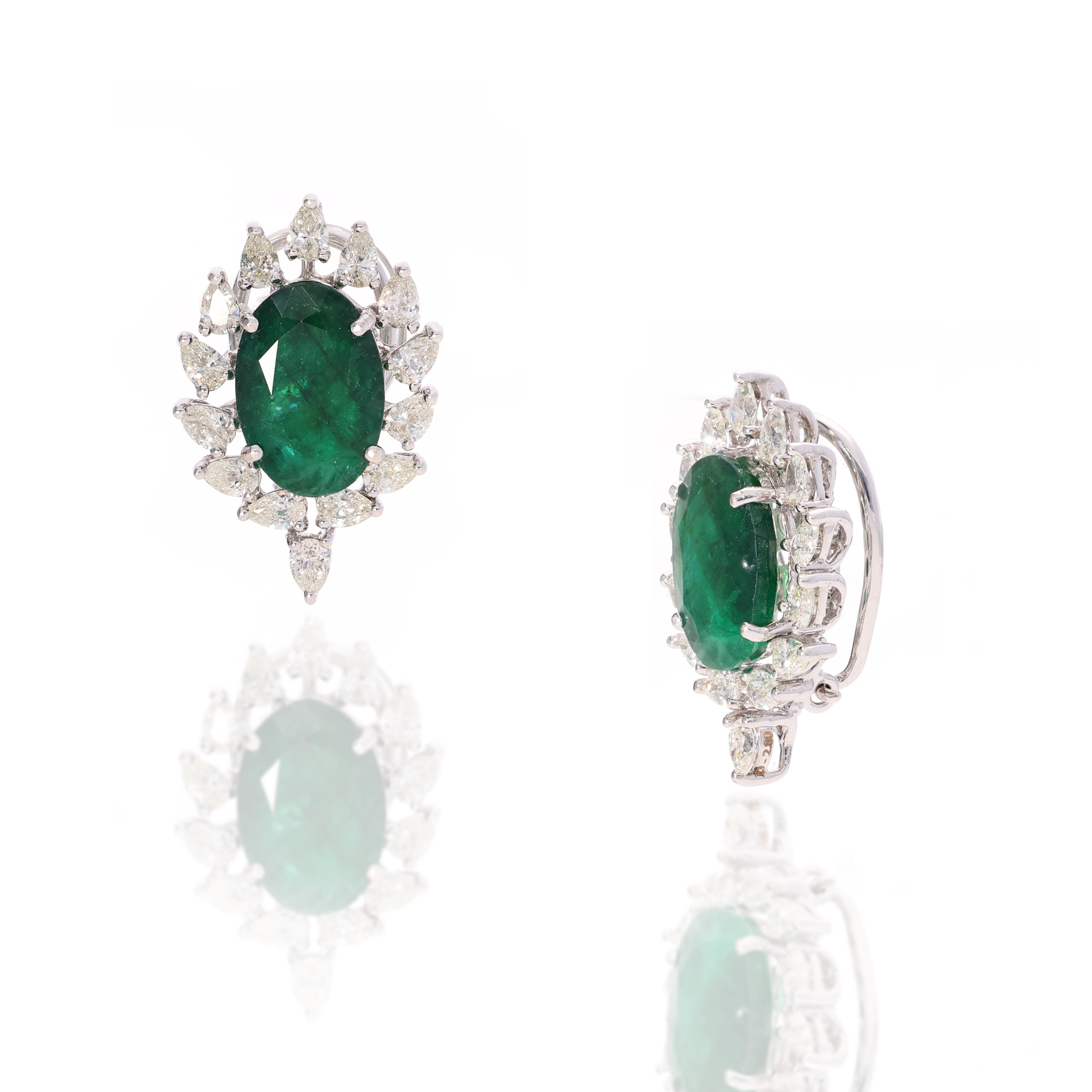 Emerald Halo Diamond Studs