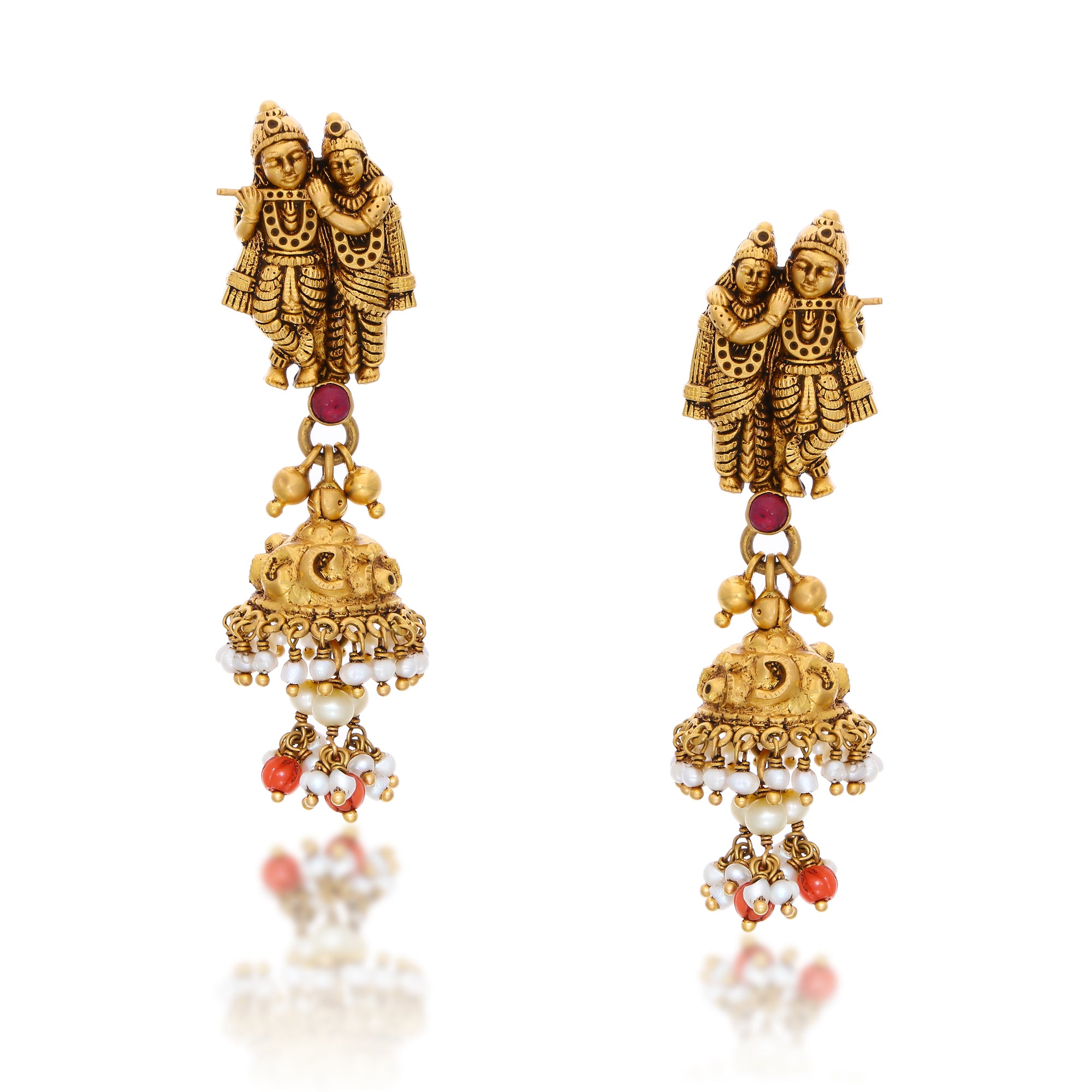 Radha Krishna Charms Gold Earrings