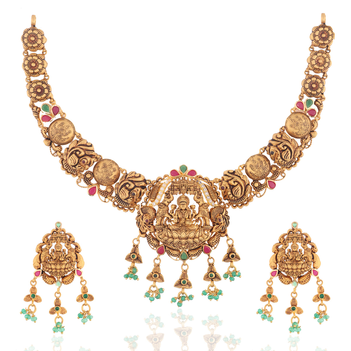 Sharvani Temple Gold Set