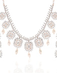 Dual Tone Pearl & Diamond Necklace Set