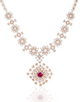 Floral Ruby and Diamond Necklace Set