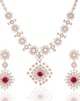 Floral Ruby and Diamond Necklace Set