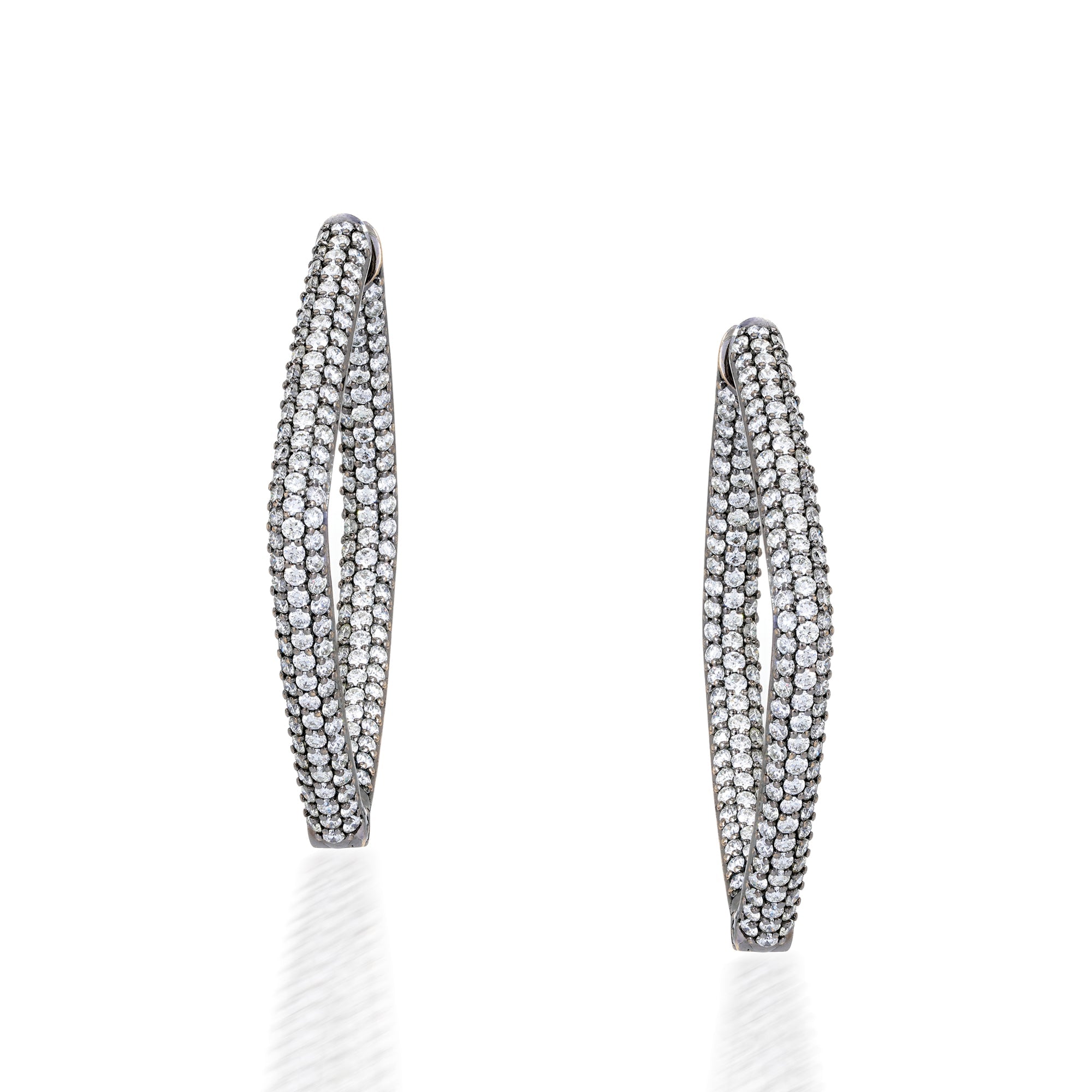 Geometric Hoop Diamond Earrings