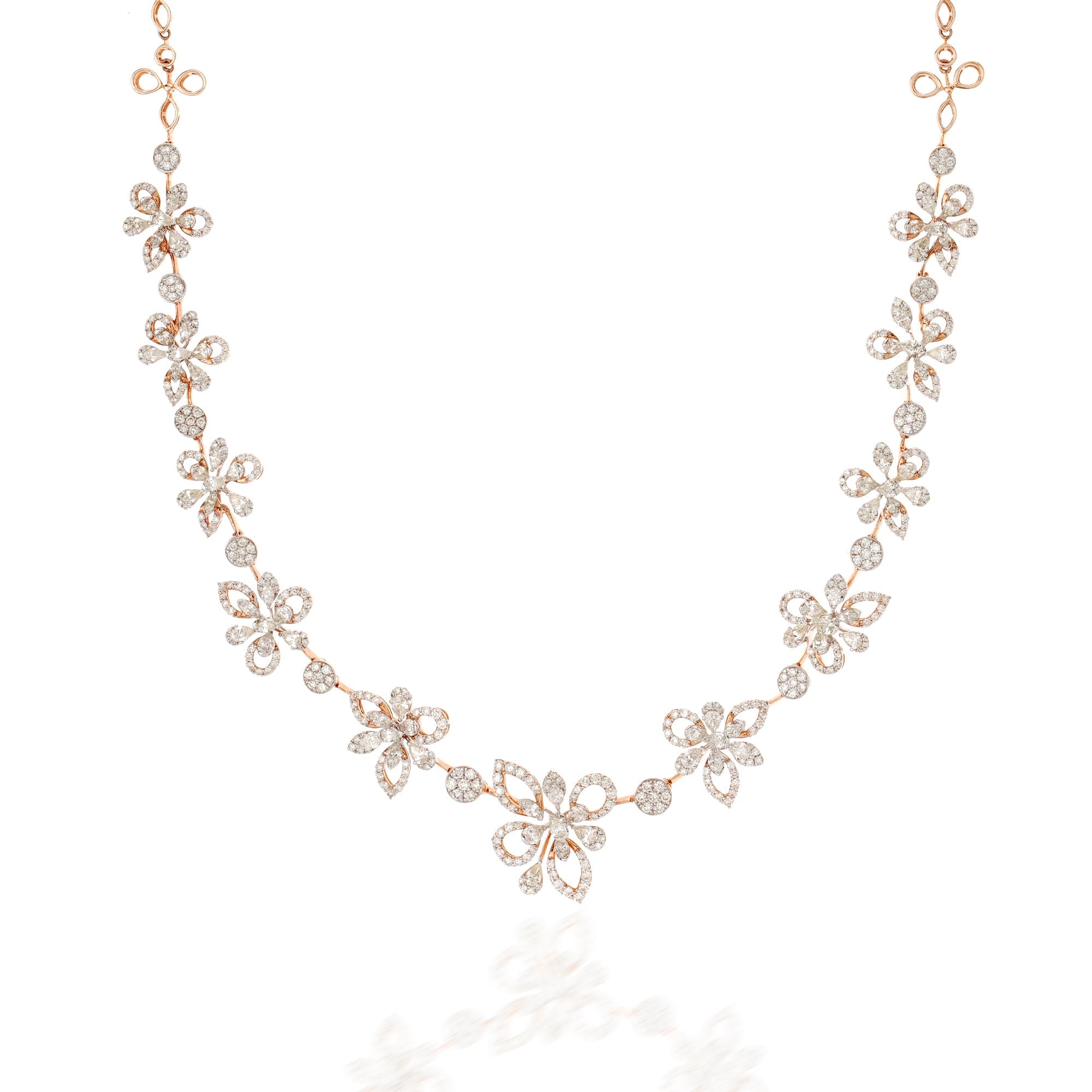 Mesmerising Floral Diamond Necklace Set