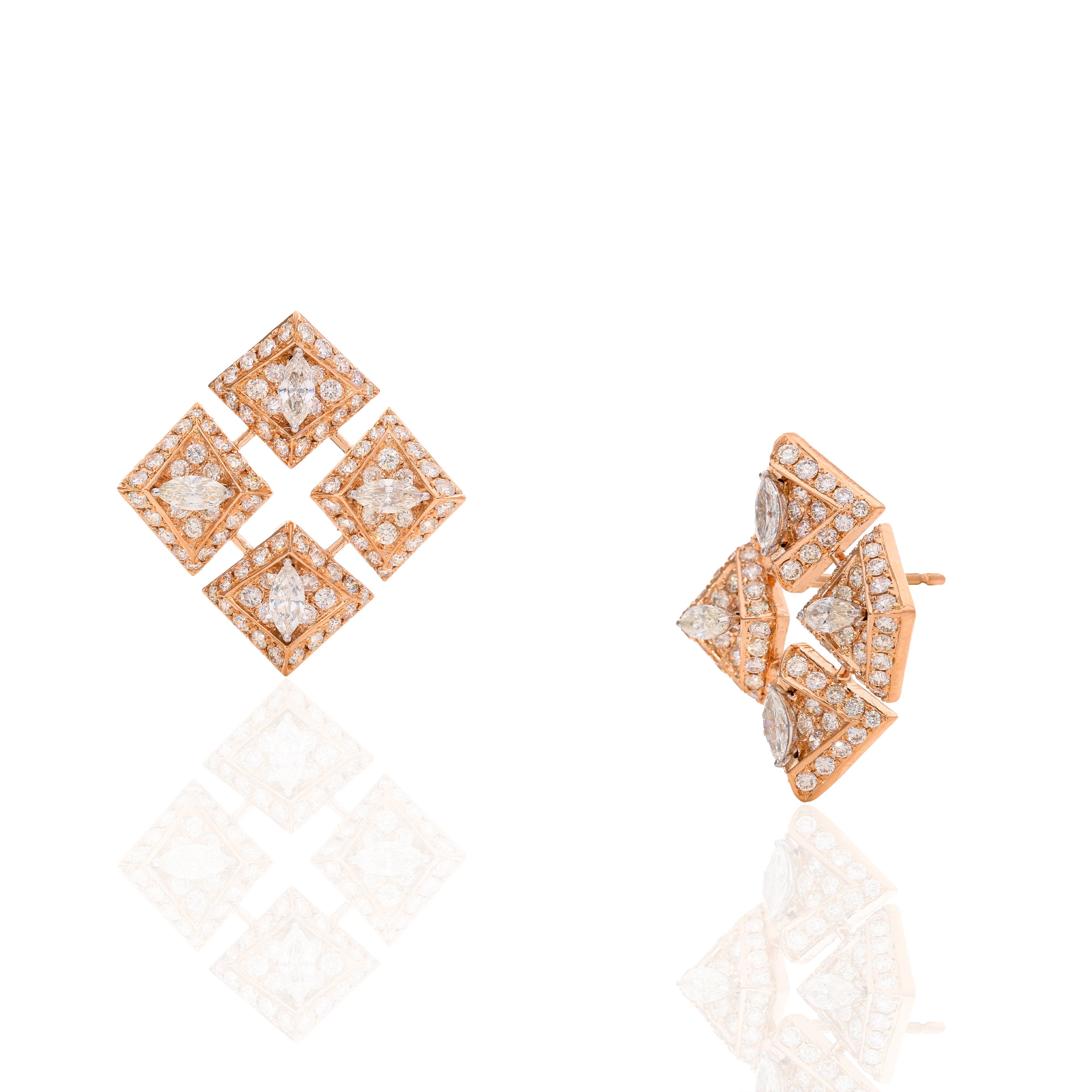 Golden Gird Charm Earrings