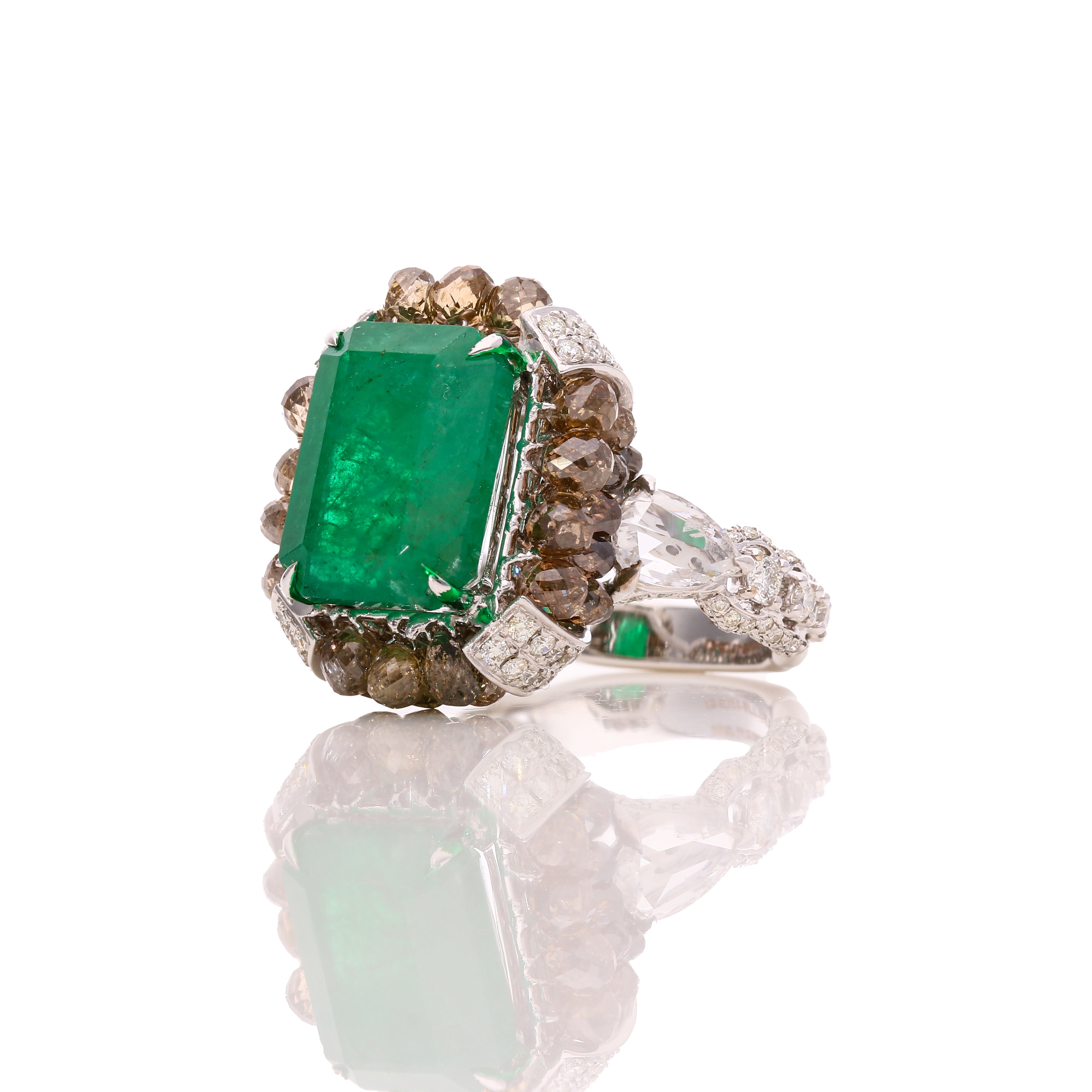 Vintage Emerald Crown Diamond Ring