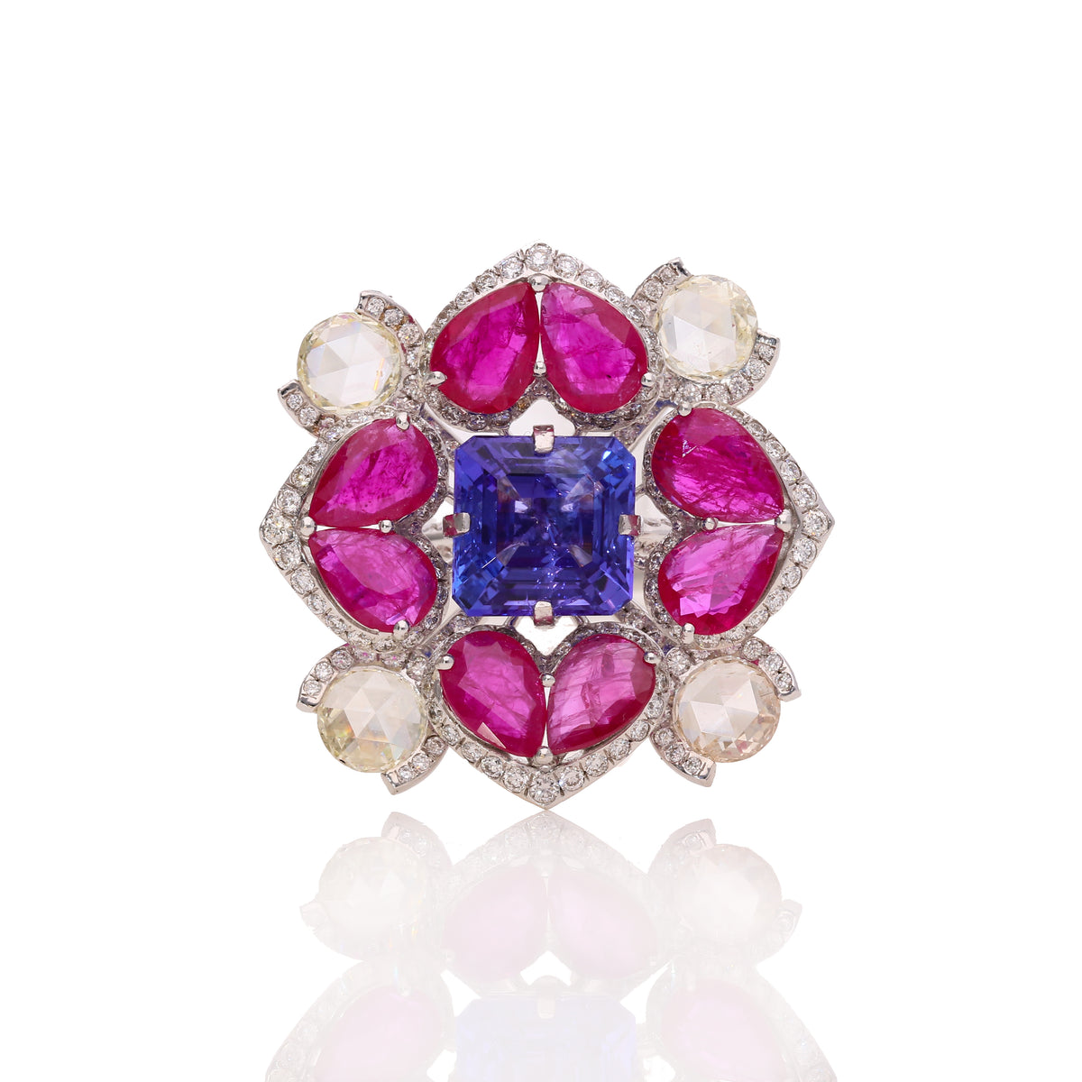 Ravelle Ruby Petal Diamond Ring