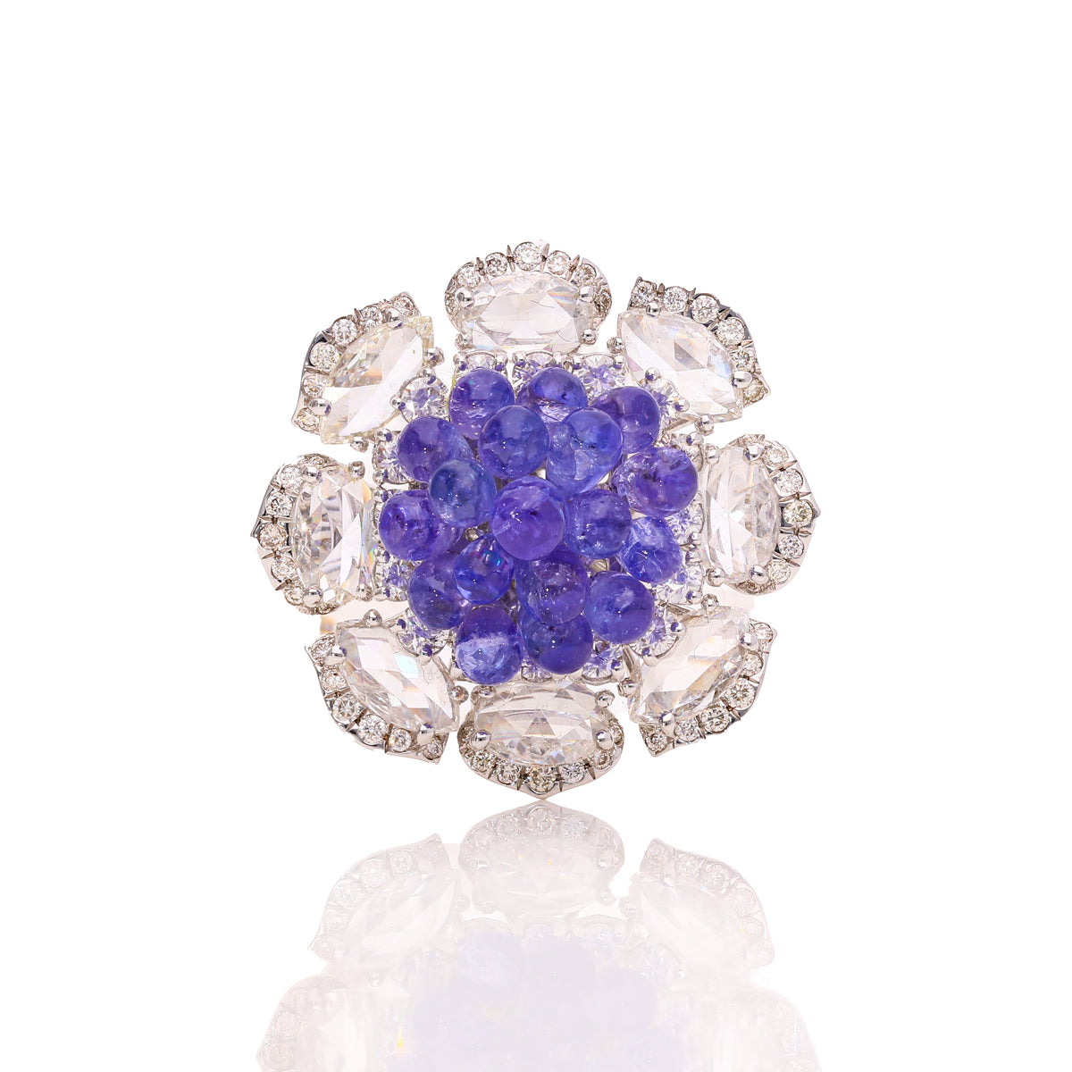 Sapphira Blue Floral Ring